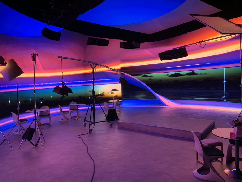 Plateau de tournage virtuel pour production virtuelle avec studio xr et mur d'écrans LED